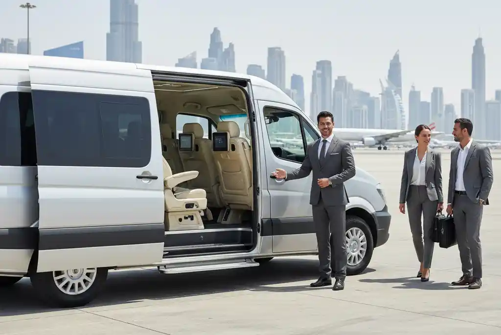 Book a 12 seater luxury corporate van in Dubai and across the UAE with NoorIslam Passenger Transport